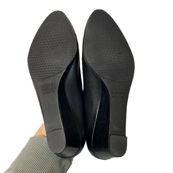 Stuart Weitzman Choked-Up Black Leather Wedge Pump - Picture 5 of 7